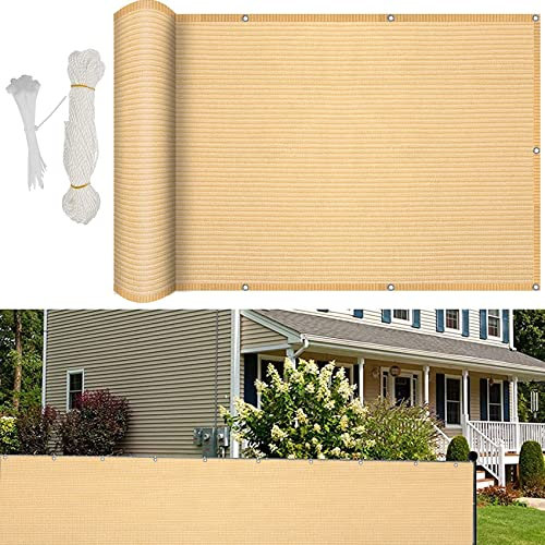 Protezione della Privacy Schermo 110x950cm(43x374inch) Recinzione Copertura Schermante per Balcone Privacy Resistente alle intemperie per Recinzione, Color Crema