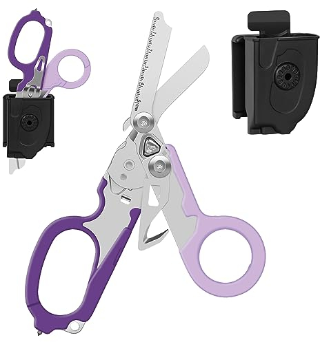 Cesoie per traumi Cesoie di emergenza con tagliacinghia e rompivetro Pinze per forbici pieghevoli in acciaio inossidabile, forbici da salvataggio per campeggio all'aperto Strumenti…