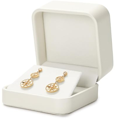 Papten Caja para Pendientes Caja para Pendientes Caja para Joyas Caja de Regalos para el Día de San Valentín Cumpleaños (Blanco)
