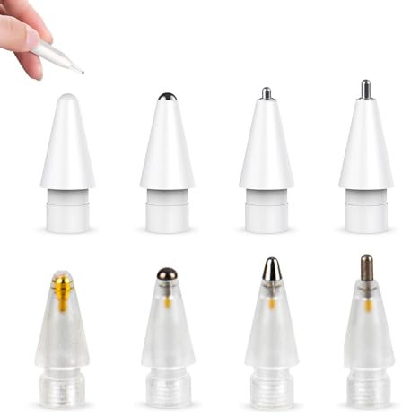 YANINEE 8 Stück Spitze for Apple Pencil 1.und 2. Generation, Kunststoff und Metallspitzen, Präzise Steuerung