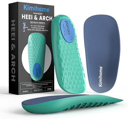 Insolas para fascitis plantar - Cojines de copa para el talón 3/4 con soporte de arco para el dolor en el talón, alivio de la fascitis plantar y espolones calcáneos.