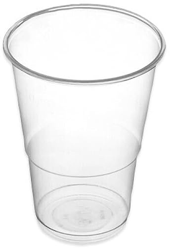 Tradineur - 7 paquetes de 15 vasos reutilizables, plástico, reciclables, extra resistentes, higiénicos, apilables - 10,3 x 8,3 cm - 350 ml - Total 105 uds