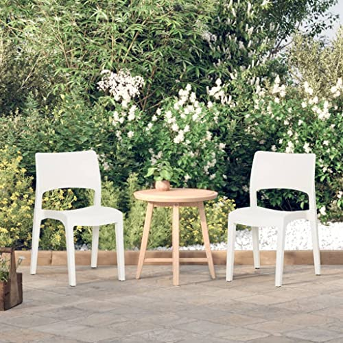 KTHLBRH Gartenstühle 2 STK. Weiß Polypropylen, Freizeitstühle Terrassenstühle Outdoor-Stühle Balkonstühle für Garten, Rasen, Terrasse