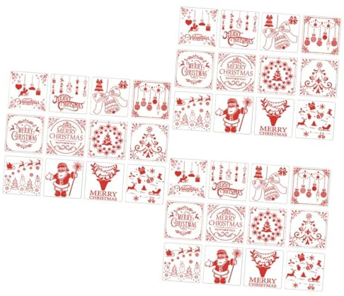 NUOBESTY 36stücke Teiliges Weihnachts Und Neujahr-hollow Painting Schablonen Wiederverwendbare Schablonen Für Malerei Scrapbooking Und Wanddekoration Weiß