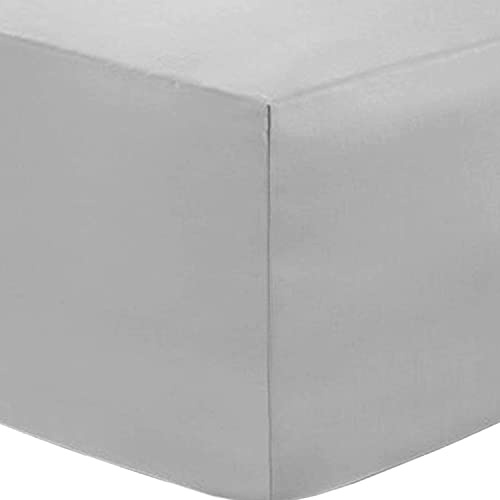 DTEX HOMES Polycotton Fitted sheets Ultra Soft 12”/30cm Bed Sheets, Silver-Single
