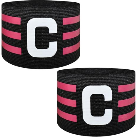 Ynaice 2 Pcs Captains Armband, C Adjustable Elastic Sports Arm Bands Nylon Multicoloured Adult & Youths Football Soccer Captains Armband for All Sports|Black