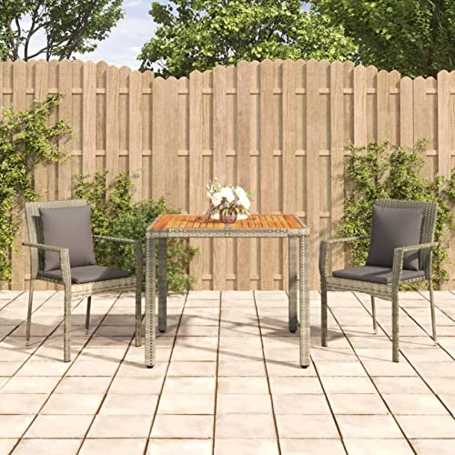 Sufrk 3-TLG. Garten-Essgruppe mit Kissen Sitzgruppe Garten Essgruppe GartenmöBel Set Garden Dining Set TerrassenmöBel Set Grau Poly Rattan - 3184969