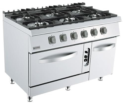Cuisinière Gaz Sur Four Gaz Statique GN 2/1 Et Armoire Fermée, 6 Brûleurs - Virtus - MS712CFG