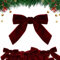 GEBETTER 30Pcs Lazos Rojos Navidad Terciopelo 8x8 cm Alambre Dorado, Lazos Navideños Decoración Árbol Navidad Manualidades Adorno Caja Bolsa Regalo Botella Vino Guirnalda Escalera (Rojo Burdeos)