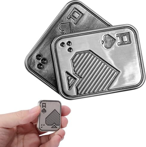 PEUTIER Fidget-Spielzeug, Metall-Poker-Push-Karte mit Silbernem A, Magnetisches Stressabbau-Spielzeug für Erwachsene und Jugendliche