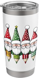 Festive Santa Hat Pencils Holiday Art Teacher School Staff Stainless Steel Insulated Tumbler