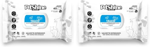 Porrini Toallitas Higiene para Perro y Gato, Talco Aloe (Paquete de 2)
