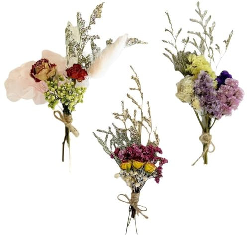 SGERUFZ 3 fasci di mini bouquet fai da te per arte artigianale, decorazione quotidiana e nozze