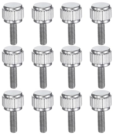sourcing map Rändelschrauben, M2,5 x 8 mm, Edelstahl, Verriegelungsschrauben, runder Flachkopf, Knaufschrauben für Messschieber, Messwerkzeug, Zubehör, Silber, 12 Stück
