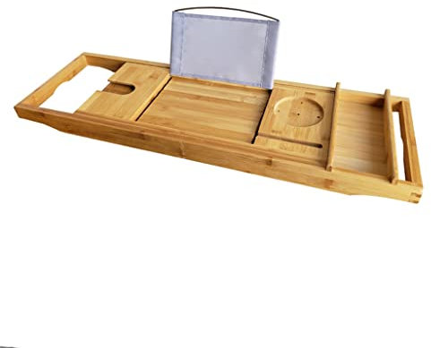 LHJDMHJ Plateau de Baignoire Extensible pour Baignoire Spa, Organisateur de Rangement pour Livres, vin, Tablette, Plateau de Baignoire inférieur