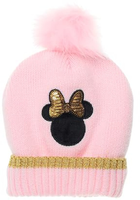 Minnie Mouse - Berretto per bambini, idea regalo per ragazze, berretto con pompon, invernale, berretto invernale, Colore: rosa., 52