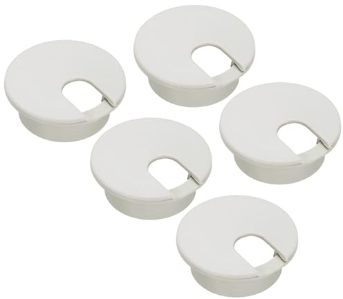 sourcing map 5 Pcs Desk Hole Grommet 1.4 Inch(35mm), ABS Plastic Round Desk Hole Cover Wire Cable Cord Organizer for Home Office Computer Table Cables, Grey