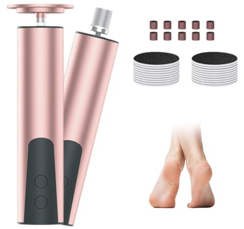 Hornhautentferner Elektrisch, 2025 Neu 2-in-1 Electric Foot Callus Remover, Hornhaut Entfernen Fuß Elektrisch Austauschbarer Schleifkopf für Tote Harten Rissige Haut Polierte Nageloberfläche (Pink)