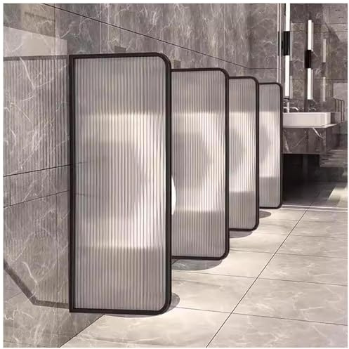 Urinal-Trennwand aus gehärtetem Glas mit Edelstahlrahmen, Wandmontage, Urinal-Schallwand für Hotels, Schulen, Einkaufszentren, öffentliche Toiletten, Schwarz