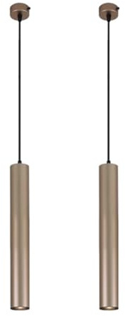 Moderno Luce Pendente Confezione da 2 Lampade A Sospensione Cilindriche in Alluminio Bronzo Tubo Lungo per Ristorante da Soffitto Faretto per Soggiorno Camera da Letto Corridoio