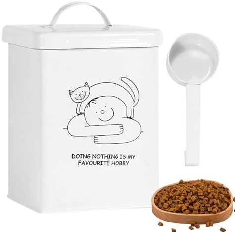 Cestino per alimenti per gatti - Snack per animali domestici 5L, grande contenitore | Porta ermetica con coperchio e cucchiaio per pasti igienici freschi, maniglia portatile maniglia di crocchette a s