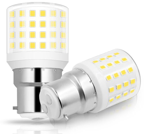 B22 Bayonet Christmas lights Corn Bulb 60W LED Replace Small Bulb Energy Saving Light Bulbs Daylight White 5000K 220V for Ceiling Light Floor Lamp Non-Dimmable Energy Saving Light Bulbs (2 Pack)