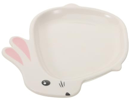 HYTROVE Cute Bunny Rabbit Ceramic Dessert Serving Tray Lightweight Snack Plate for Multi-scene Use in Dining Home Restaurant Easy to Clean and Store for Salads and Quick Meals