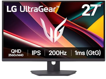 LG 27G610A-B - Monitor Gaming Ultragear, 27, IPS, 2560x1440, 16:9, 200 Hz, 1 ms/HDR10/FreeSync Premium, No Curvo, Altura Ajustable, Morado Grisáceo Mate