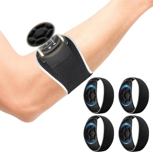 Rbleote 4er-Pack Tennisarm Bandage,Herren Und Damen Ellbogen Bandage,Verstellbarer Ellenbogenbandage Tennisarm,Abnehmbares Silikonpolster,Lindert Schmerzen Bei Golferellenbogen,Geschenkbox