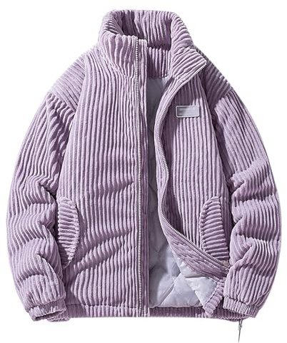 Generisch Abrigo de pana para hombre, abrigo acolchado de algodón grueso, ropa de abrigo suelta, chaqueta de pana forrada cálida, chaqueta de pana con cuello alto, chaqueta retro para el tiempo libre