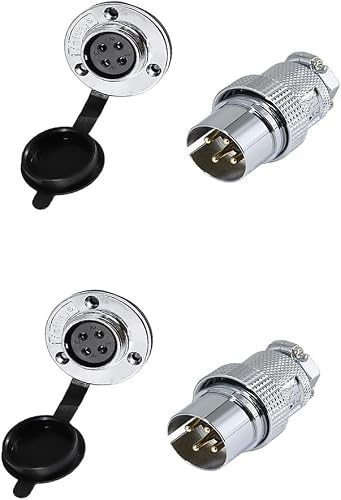 Pidwaok 2-Pack GX25 M25 25mm Reverse Mount Flange Aviation Connector, 2 3 4 5 6 7 8 Pin Plug and Socket Set (4 Pin)