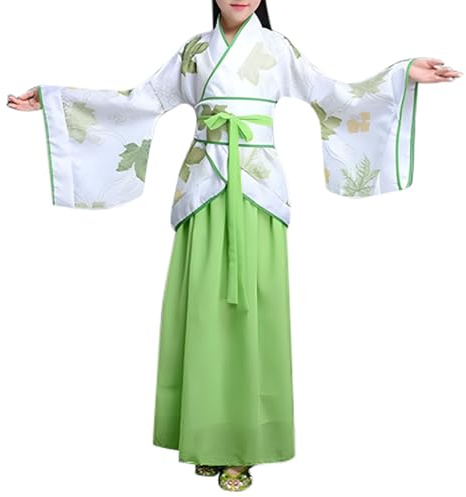 Kimono Japonais Enfants, Fille Robe Yukata Geisha Peignoir pour Spa, Deguisement Chinoise Fille Peignoir Satin Kimono Robe de Chambre à Manche Longue Fille Robes Cosplay Traditionnel Vêtements