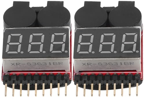 BESPORTBLE 2pcs Rc Lipo Battery Tester with Low Voltage Alarm Buzzer Digital Voltage Checker and Battery Monitor for Lipo Electrical Tester for Rc Models and Electronics
