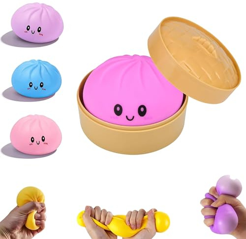 POP lina Dumpling Squishy mit Dampfgarer, Lustiges Antistressbälle Stressball-Squishy-Dumpling Für Erwachsene, Party Geburtstage Geschenke Dekoration (1 Stück)