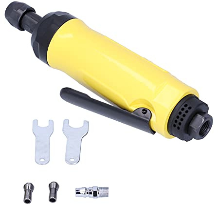 Amoladora de ángulo neumática portátil mini, amoladora neumática de alta velocidad de 22 000 rpm, diseño en ángulo recto para espacios estrechos, incluye mandriles de 3 mm y 6 mm,