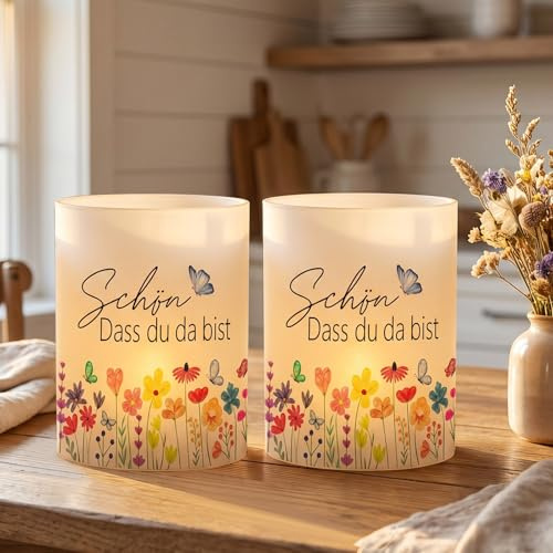 Frühlingsdeko Windlichter 12er Set – Blumen Tischdeko mit Schmetterlingen, Windlicht mit Blumenmotiv, Tischdeko Frühling Ostern, Kerzen Deko für Hochzeit Geburtstag, Frühling Deko Wohnzimmer Tisch
