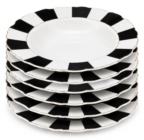 TIENDA EURASIA – Colección de Vajilla y Accesorios de Mesa | Piezas de Servicio y Menaje para Comedor | Cerámica y Acero Inoxidable | Diferentes Modelos y Tamaños (Rayas, Plato Sopero)