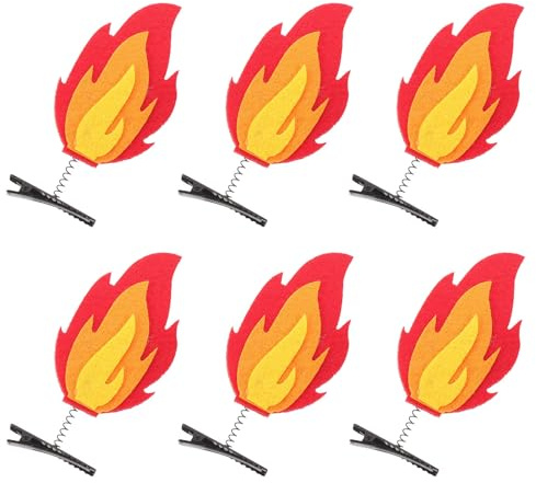 CHILDWEET 6 Pièces Barrette Cheveux Motif Flamme en Feutre et Fer, Clip Léger Antidérapant pour Coiffure Polyvalente, Accessoire Photo et Usage Quotidien