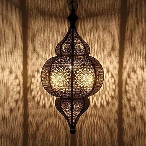 Casa Moro Oriental Mediterranean handmade metal lamp with light-effects from 1001 Nights „Moulouk“ Hand-crafted with Moroccan ornaments LN2001