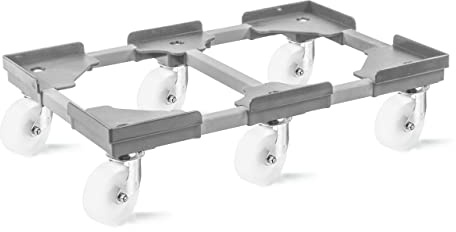 aidB Transportroller Variabel 1x unterteilt für Euroboxen mit 6 Kunststofflenkrollen, Grau, 600x400 mm, variabler Rollwagen zum Transport von Kisten, Praktischer Kistenroller