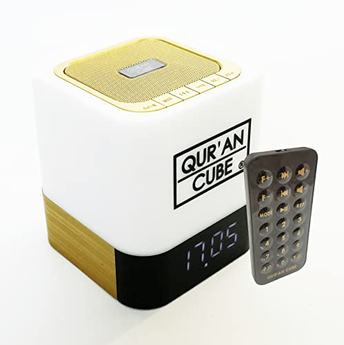 New Qur’an CubeⓇ with Remote control, LED X Multicoloured Touch Lamp, Portable Quran Speaker, 31 Different Recitations Of The Full Quran, 5 Times Adhan, Quran Memorisation Mode & Beautiful Nasheeds