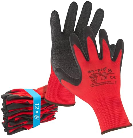 Trevendo Gants de travail - Gants de montage solides avec revêtement en latex, Taille 8-24 paires