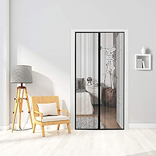 Fliegengitter Magnet Balkontür 165x230cm Magnetvorhang Magnetverschluss mit Rahmen Ohne Bohren Insektenschutz Insektenschutzrollo EingangstüRen Schwarz