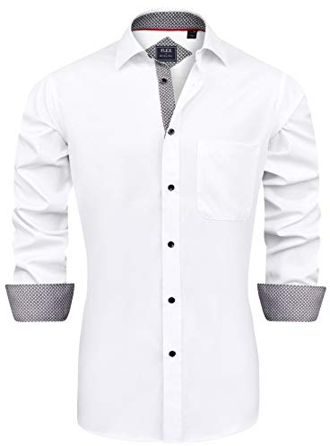 J.VER Herren Hemd Regular Fit Langarm Herrenhemden Friezeit Businesshemd | Button Down, Stretch, Bügelleicht Knitterfrei, blickdicht, Formell, anzug hemd, elastiscer Muster, dress shirt, mit Tasche
