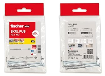 fischer - Tasselli con viti lunghe SXRL 10X100 per muro cemento e mattoni, borsa 4 pezzi