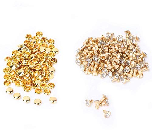 Fydun 100 Stück Nieten Diamant Stoff Kristall Inlay Rivets Nieten Flecken Nieten Kappe für DIY Leder Bastel Dekoration 6MM 7MM