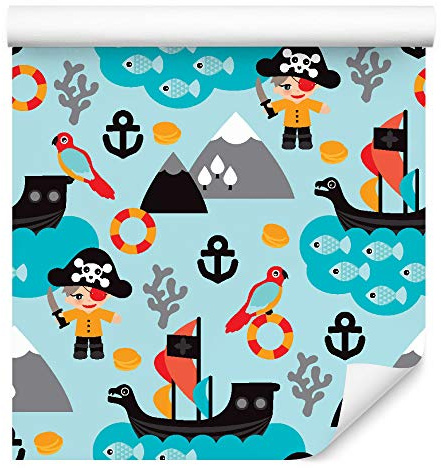 Muralo Papier Peint Intissé 10m Rolle Mer Oiseaux Pirates - 53x10 cm | Revêtement mural panoramique, pose facile, effet matière réaliste - style industriel pour salon ou bureau