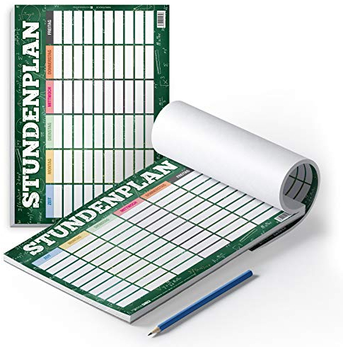 itenga Stundenplan DIN A4 als Block 25 Blatt Stundenplanblock stundenpläne (Formeln)
