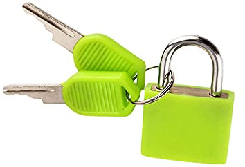 Multicolor Small Brass Padlocks Plastic Padlock with 2 Keys for Toolbox Bag Luggage Diary(Green)