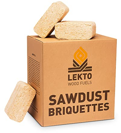 Lekto Woodfuels Sawdust Briquettes - 1 x 17kg (20 Briquettes), High Heat Burn | Ideal for Wood Burners, Log Stoves, Ovens, Fire Pits & Fireplace | Eco & Low Moisture 9% | Easy to Light Hardwood Birch